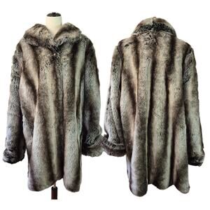 Alpine Studios Brown Taupe Faux Fur Lined Mid Length Coat XL